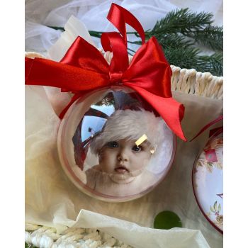 Елочное украшение Шарик с фото 10 см